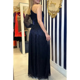 Phatbird European and American autumn and winter new party slanted shoulder split dress