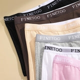 FINETOO 2Pcs/Set Low Waist Women's Underwear Cotton Boxer Plus Size Short Pants For Lady Sexy High Stretch Underwear S-XXL Brief