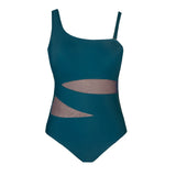 Plus Size Mesh One Shoulder One Piece Swimsuit