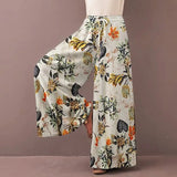 Bohemia Trousers Floral Print Drawstring Wide Leg trousers