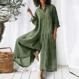 High waist Wide Leg Linen Blend Jumpsuit
