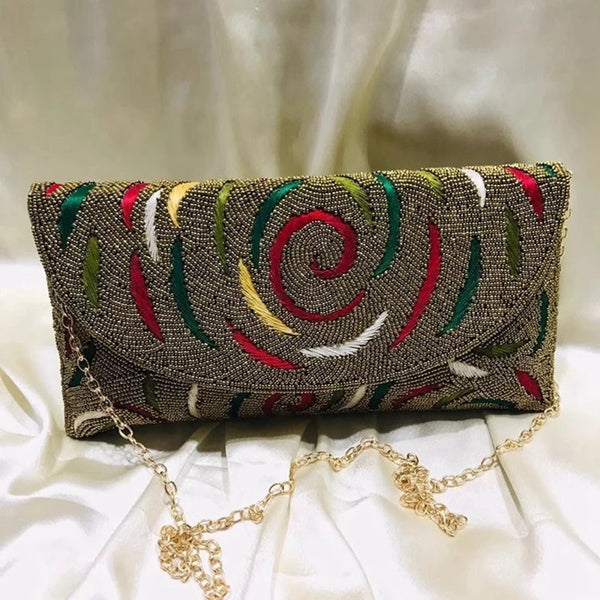 Phatbird Vintage Chic Beaded Envelope Clutch