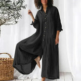 High waist Wide Leg Linen Blend Jumpsuit