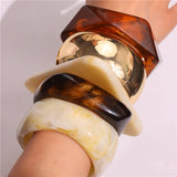 Phatbird Vintage Resin Triangle Design Wide Bangle Bracelets