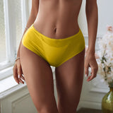 Varsbaby Sexy Light Yellow Light Green Briefs Transparent Panties S-XXL High-waist Underwear Summer See-through Underpants