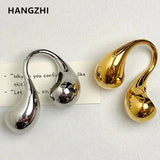 Chunky Metal Double Water Drop Brass Open Ring