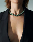 Phatbird Creative Fashion Women Horse Coin Pendant Charm Necklace Handmade Rope Knot Malachite