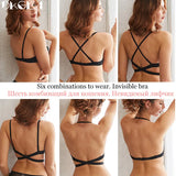 Multi Backless Plunge Half Cup Push Up Bras