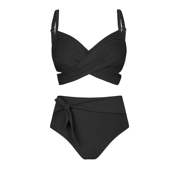Plus Size Wrap Tie High Waist Bikini Set