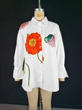 Phatbird Floral Lapel Button Blouse