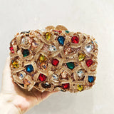 Phatbird Rhinestone Crystal Clutch Purse Gold Metal Evening Wedding Bridesmaid Handbags