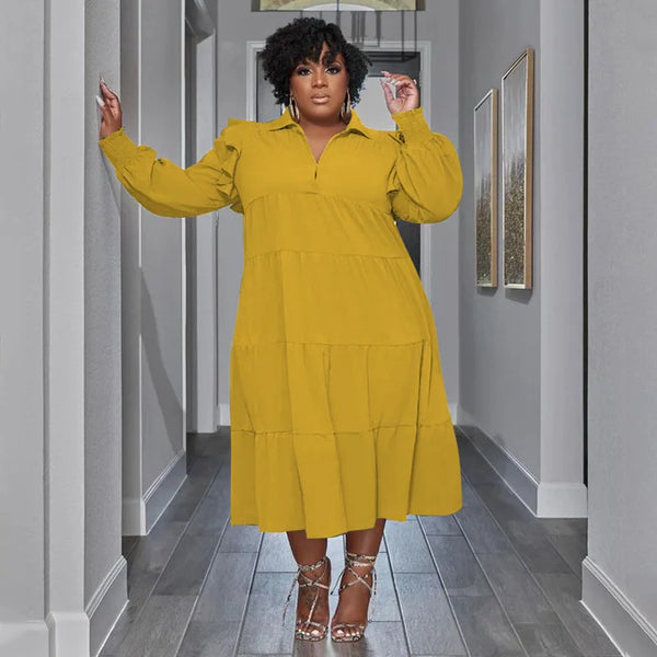 Vintage SwingCurve Long Shirt Dress