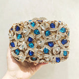 Phatbird Rhinestone Crystal Clutch Purse Gold Metal Evening Wedding Bridesmaid Handbags