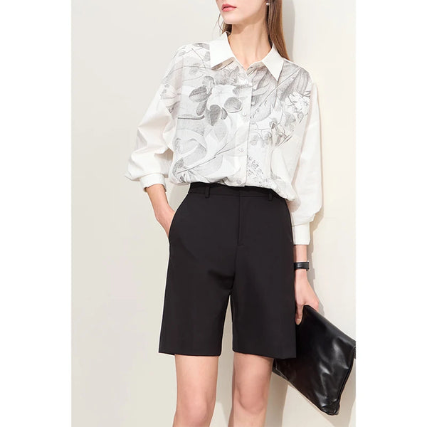 Spring Collection Cotton Blend Print Shirt