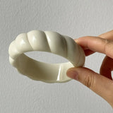 Phatbird Green White Irregular Square Wide Resin Bracelet for Women Autumn