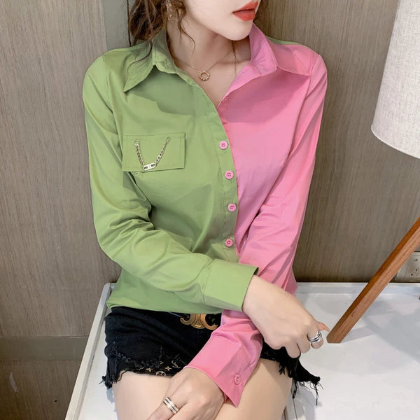 Smart Vibrant long Sleeves Colour Block Shirt