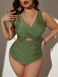 Plus Size Push Up Hollow One Piece Backless Swimsuit