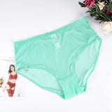 Varsbaby Sexy Light Yellow Light Green Briefs Transparent Panties S-XXL High-waist Underwear Summer See-through Underpants