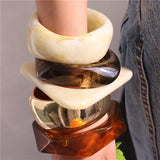 Phatbird Vintage Resin Triangle Design Wide Bangle Bracelets