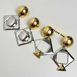 Phatbird Hyperbole Square Pendant Earrings Female Geometric Hollow Smooth Glossy Gold Silver Color