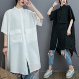 Asymmetry Lace Back Oversize Shirt