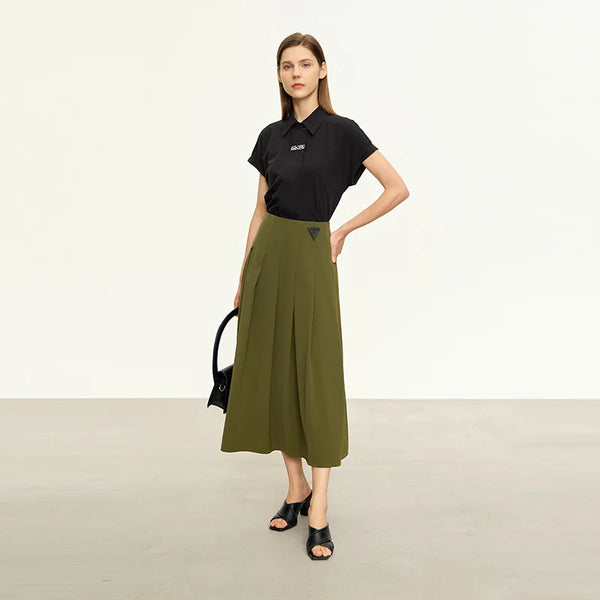 AMII Minimalism Chiffon Skirts For Women Loose Long Pleated 2023