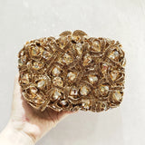 Phatbird Rhinestone Crystal Clutch Purse Gold Metal Evening Wedding Bridesmaid Handbags