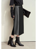 Irregular Side Contrast Skirt with slit for Elegant Women