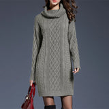 PHATBIRD Plus Size Women Casual Knitted Long Sleeve Winter Dress Sweater
