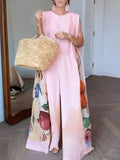 Phatbird New Summer Sleeveless Wide Leg Jumpsuits for Women Fashion Elegant Fruit Printed Urban Casual Going Out Outfits