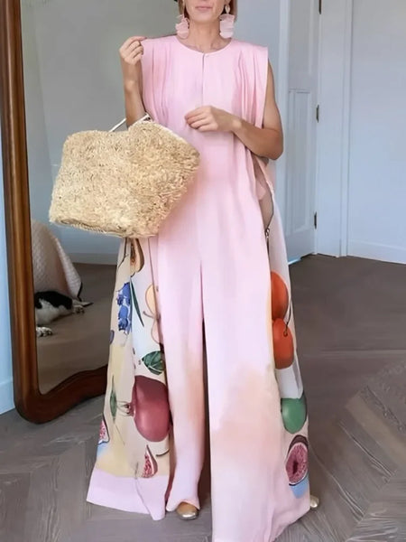 Phatbird New Summer Sleeveless Wide Leg Jumpsuits for Women Fashion Elegant Fruit Printed Urban Casual Going Out Outfits