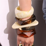 Phatbird Vintage Resin Triangle Design Wide Bangle Bracelets