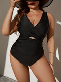 Plus Size Push Up Hollow One Piece Backless Swimsuit