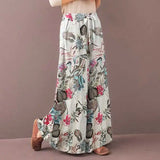 Bohemia Trousers Floral Print Drawstring Wide Leg trousers
