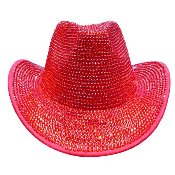 PHATBIRD Red faux Rhinestone Fedora Hat
