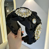 Phatbird Women Green White Twist Braided Hair Bands Fashion Braids Hair Accessories Women Crystal Wide Headband Stretch for Party