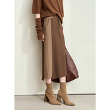 Irregular Side Contrast Skirt with slit for Elegant Women