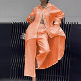 Hi-Lo Top Wide leg Trousers 2-Piece Cotton/Linen Blend