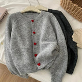 Phatbird Dark Grey Knitted Cardigan Women's Autumn/Winter Vintage