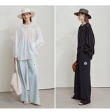 Chiffon/Lace Long Sleeve Loose blouse