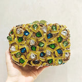Phatbird Rhinestone Crystal Clutch Purse Gold Metal Evening Wedding Bridesmaid Handbags