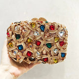 Phatbird Rhinestone Crystal Clutch Purse Gold Metal Evening Wedding Bridesmaid Handbags