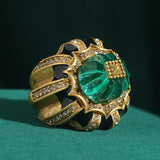 Phatbird Vintage Pumpkin Blue Crystal Rings Open Finger Jewelry Black Dripping Oil Halloween