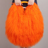 Phatbird Real Mongolia Fur Handbags Women's Lamb Fur Plush Shoulder Bags Soft Fur Hobo Handbag