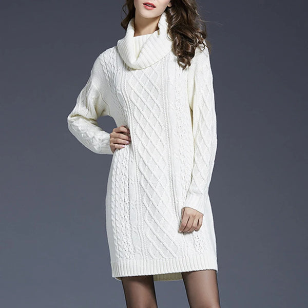 PHATBIRD Plus Size Women Casual Knitted Long Sleeve Winter Dress Sweater