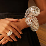 Phatbird Large Arc Gold Color Bracelet Women Hollow Bracelets Brass Fashion Jewelry