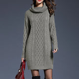 PHATBIRD Plus Size Women Casual Knitted Long Sleeve Winter Dress Sweater