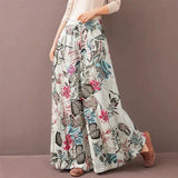 Bohemia Trousers Floral Print Drawstring Wide Leg trousers