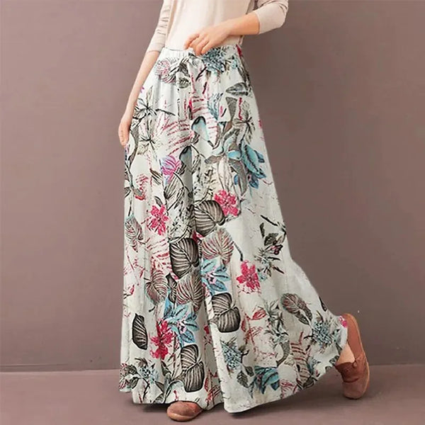 Bohemia Trousers Floral Print Drawstring Wide Leg trousers
