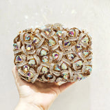 Phatbird Rhinestone Crystal Clutch Purse Gold Metal Evening Wedding Bridesmaid Handbags